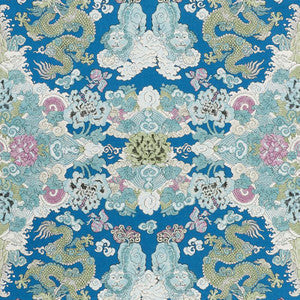 Schumacher Fabric Magic Mountain Dragon Blue 178050