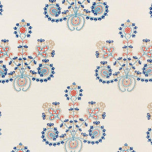 Schumacher Fabric Estrella Embroidery Indigo Spice 74450