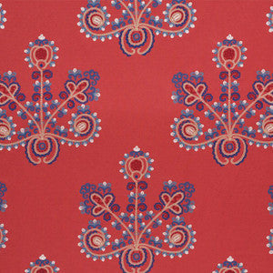 Schumacher Fabric Estrella Embroidery Vermilion 74451