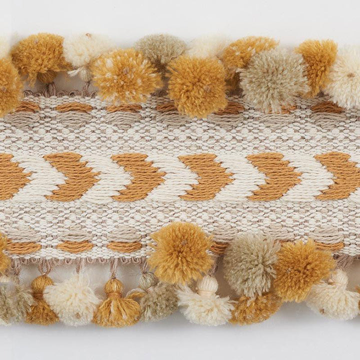 Maracana Pom Tape Ochre 75651 by Schumacher Designer Trim Primitive Beauty 2.5" - Swanky Fabrics -