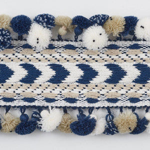 Schumacher Trim Maracana Pom Tape Navy 75653
