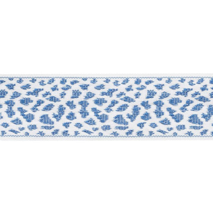 Leopard Tape Blue 75850 by Schumacher Designer Trim Indoor/Outdoor: Prints & Wovens 2.12" - Swanky Fabrics -