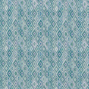 Schumacher Fabric Diamond Strie Indoor/Outdoor Peacock 75920