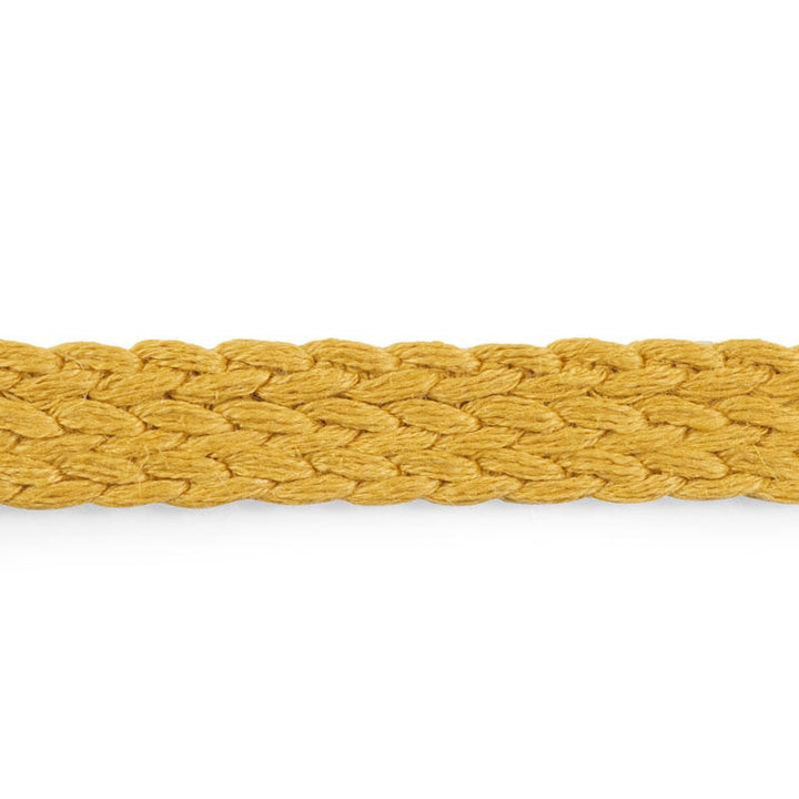 Braided Linen Tape Medium Gold 76283 by Schumacher Designer Trim Free Spirit - Swanky Fabrics -