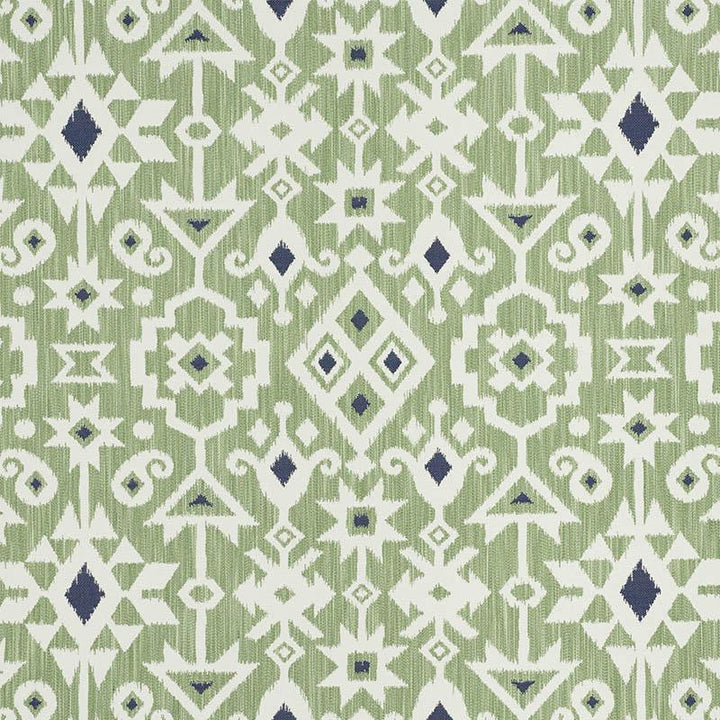 Crusoe Ikat Green 76522 by Schumacher Designer Fabric World View 28.0" - Swanky Fabrics -