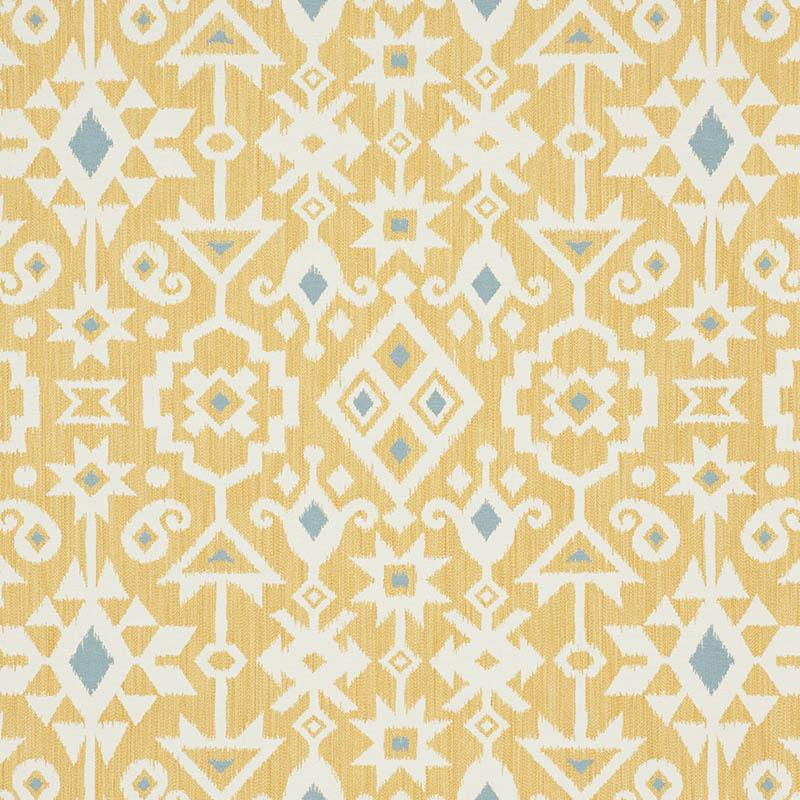 Crusoe Ikat Yellow 76523 by Schumacher Designer Fabric World View 28.0" - Swanky Fabrics -
