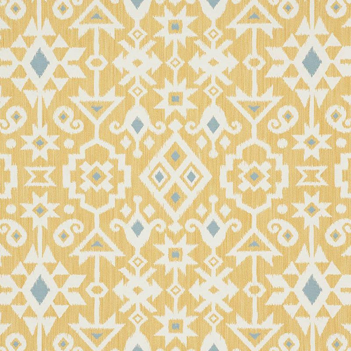 Crusoe Ikat Yellow 76523 by Schumacher Designer Fabric World View 28.0" - Swanky Fabrics -