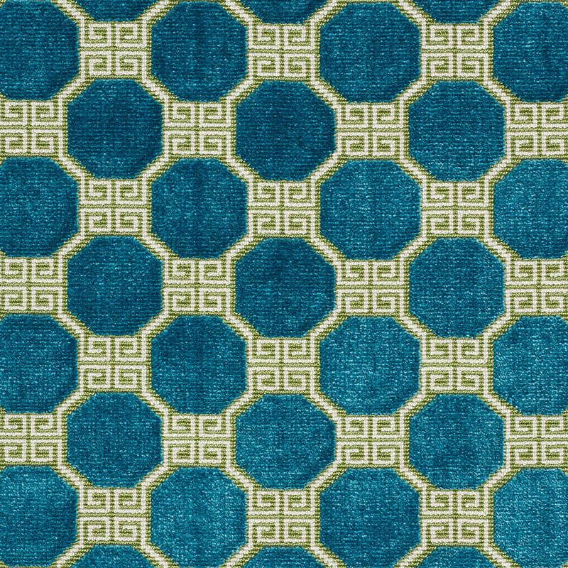 Octavia Velvet Peacock 72794 by Schumacher Designer Fabric Cut & Patterned Velvets 2.5" - Swanky Fabrics -