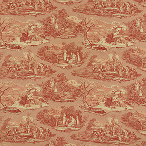 Schumacher Fabric Four Seasons Toile Document Red 1207013