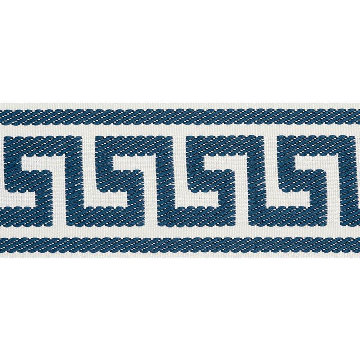 Etienne Silk Greek Key Wide Navy 74706 by Schumacher Designer Trim Perfect Basics: Trims - Swanky Fabrics -