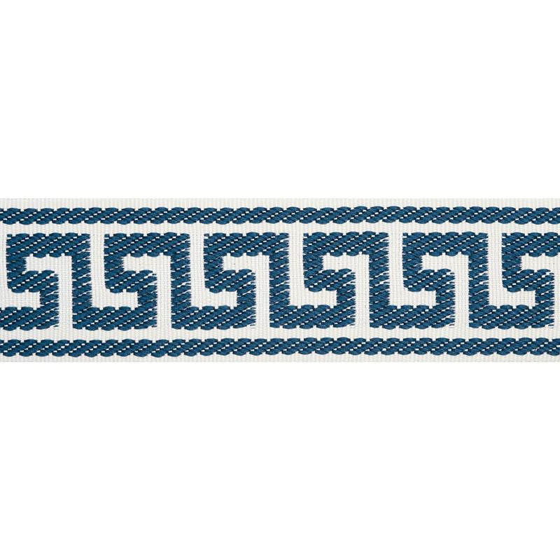 Etienne Silk Greek Key Narrow Navy 74686 by Schumacher Designer Trim Perfect Basics: Trims - Swanky Fabrics -