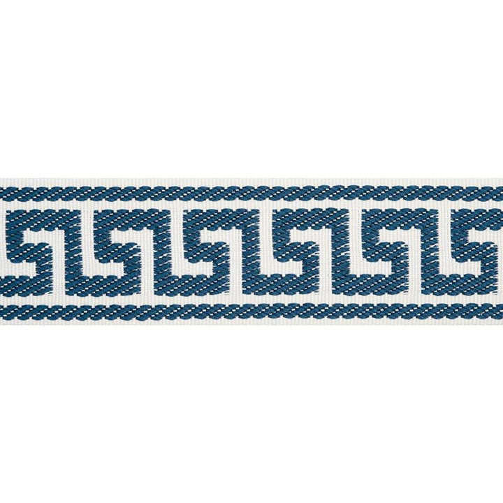 Etienne Silk Greek Key Narrow Navy 74686 by Schumacher Designer Trim Perfect Basics: Trims - Swanky Fabrics -