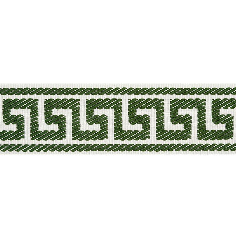 Etienne Silk Greek Key Narrow Emerald 74687 by Schumacher Designer Trim Perfect Basics: Trims - Swanky Fabrics -