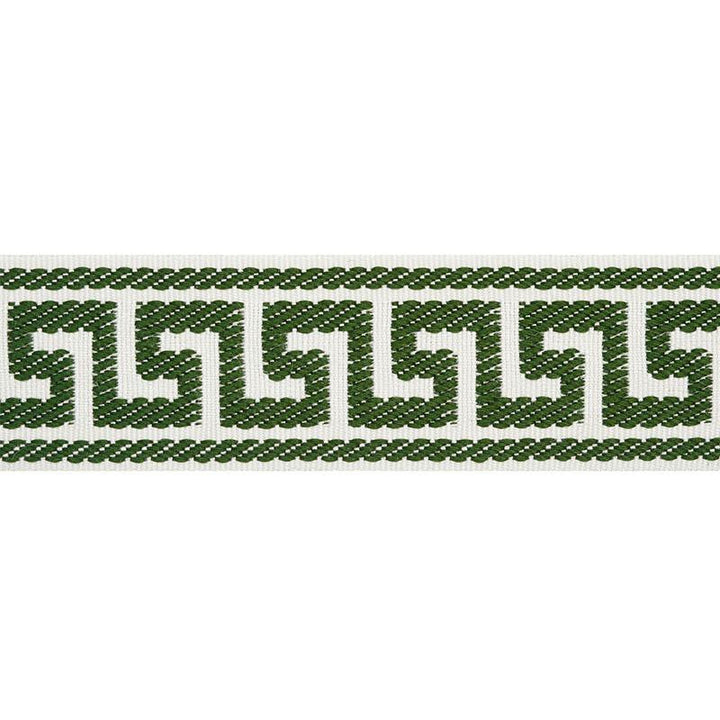 Etienne Silk Greek Key Narrow Emerald 74687 by Schumacher Designer Trim Perfect Basics: Trims - Swanky Fabrics -