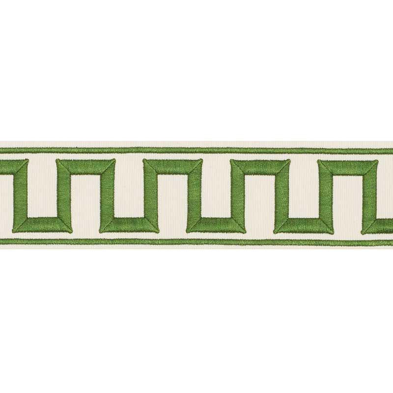 Greek Key Embroidered Tape Green 70795 by Schumacher Designer Trim Miles Redd 1.8" - Swanky Fabrics -