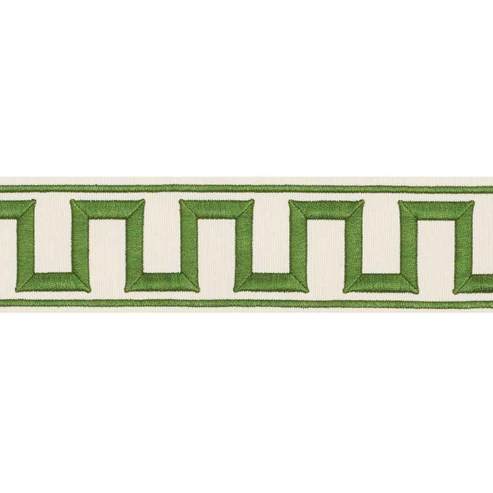 Greek Key Embroidered Tape Green 70795 by Schumacher Designer Trim Miles Redd 1.8" - Swanky Fabrics -