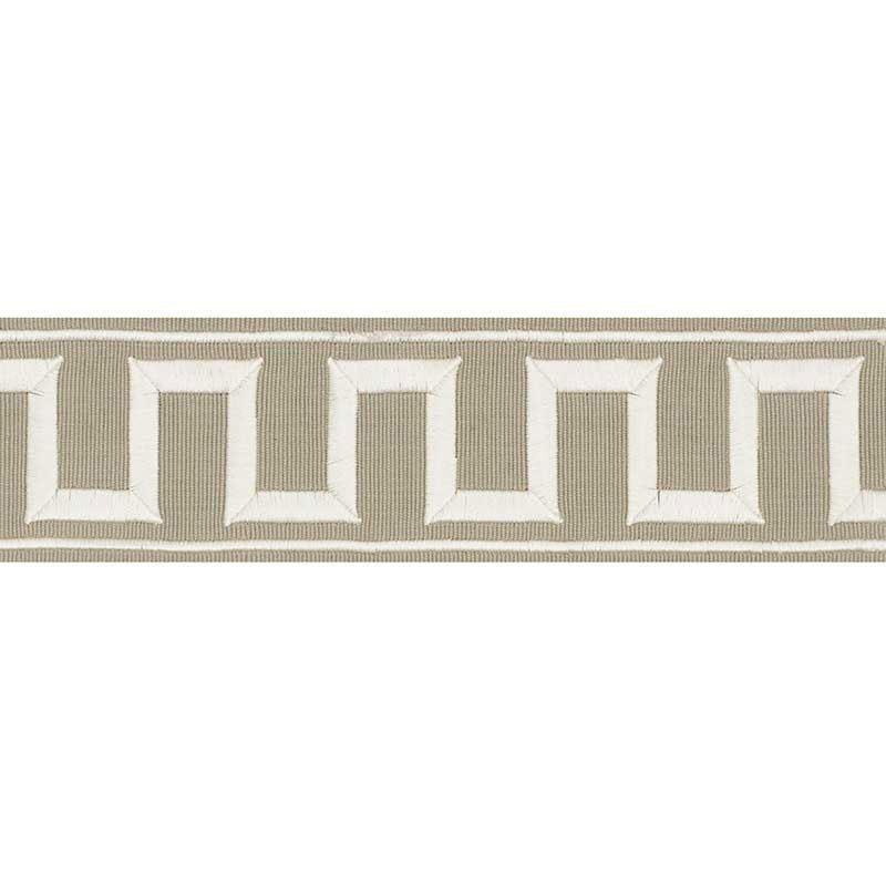 Greek Key Embroidered Tape Taupe 70796 by Schumacher Designer Trim Miles Redd 1.8" - Swanky Fabrics -