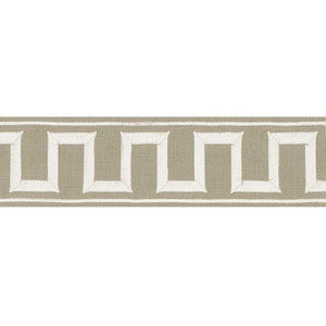 Schumacher Trim Greek Key Embroidered Tape Taupe 70796