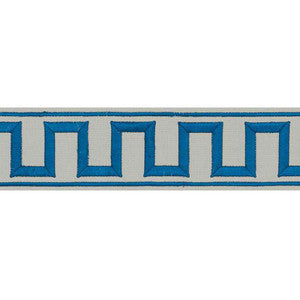 Schumacher Trim Greek Key Embroidered Tape Peacock & Mineral 70799