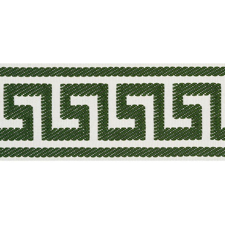 Etienne Silk Greek Key Wide Emerald 74707 by Schumacher Designer Trim Perfect Basics: Trims - Swanky Fabrics -