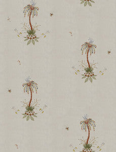 Schumacher Fabric Royal Poncianna Embroidery Multi On Creme 22140