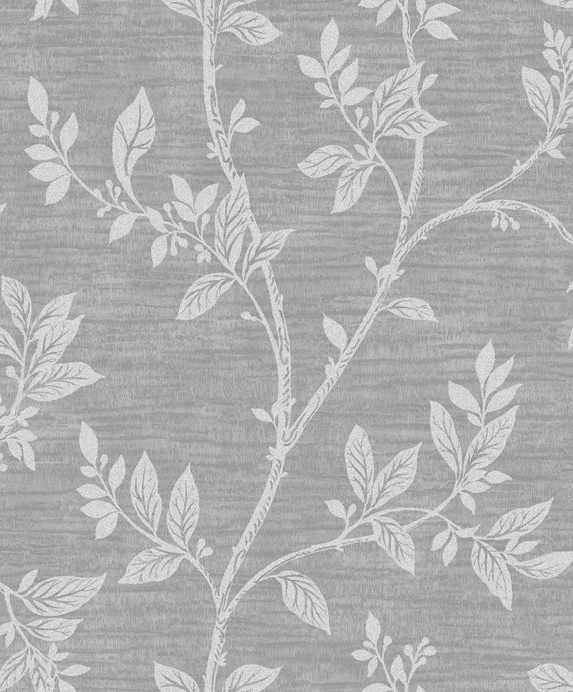 Leaf Trail Metallic Silver & Glass Beads 2231108 by Etten Gallerie Designer Wallpaper