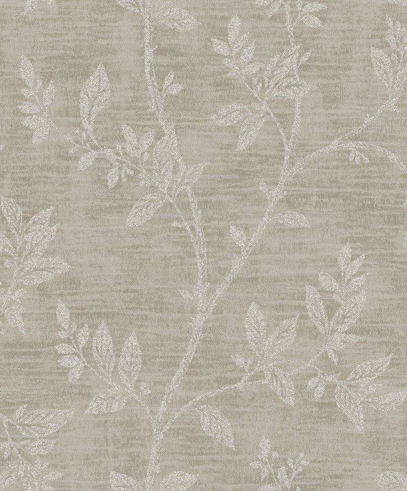 Leaf Trail Metallic Taupe & Glass Beads 2231118 by Etten Gallerie Designer Wallpaper