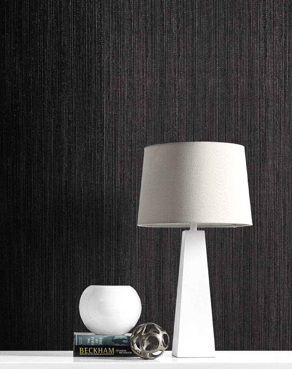 Natural Stria Ebony & Glitter 2231710 by Etten Gallerie Designer Wallpaper