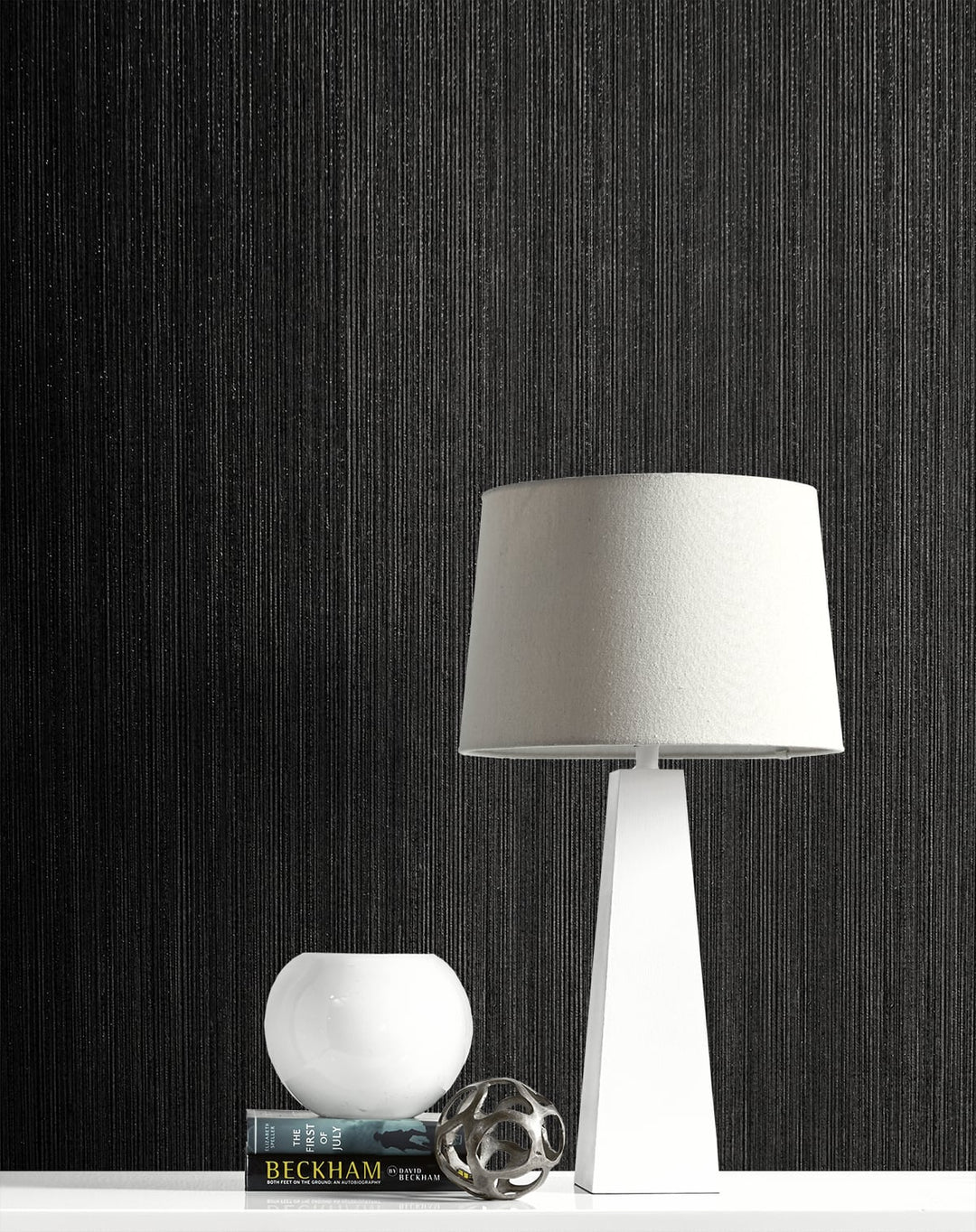 Natural Stria Ebony & Glitter 2231710 by Etten Gallerie Designer Wallpaper