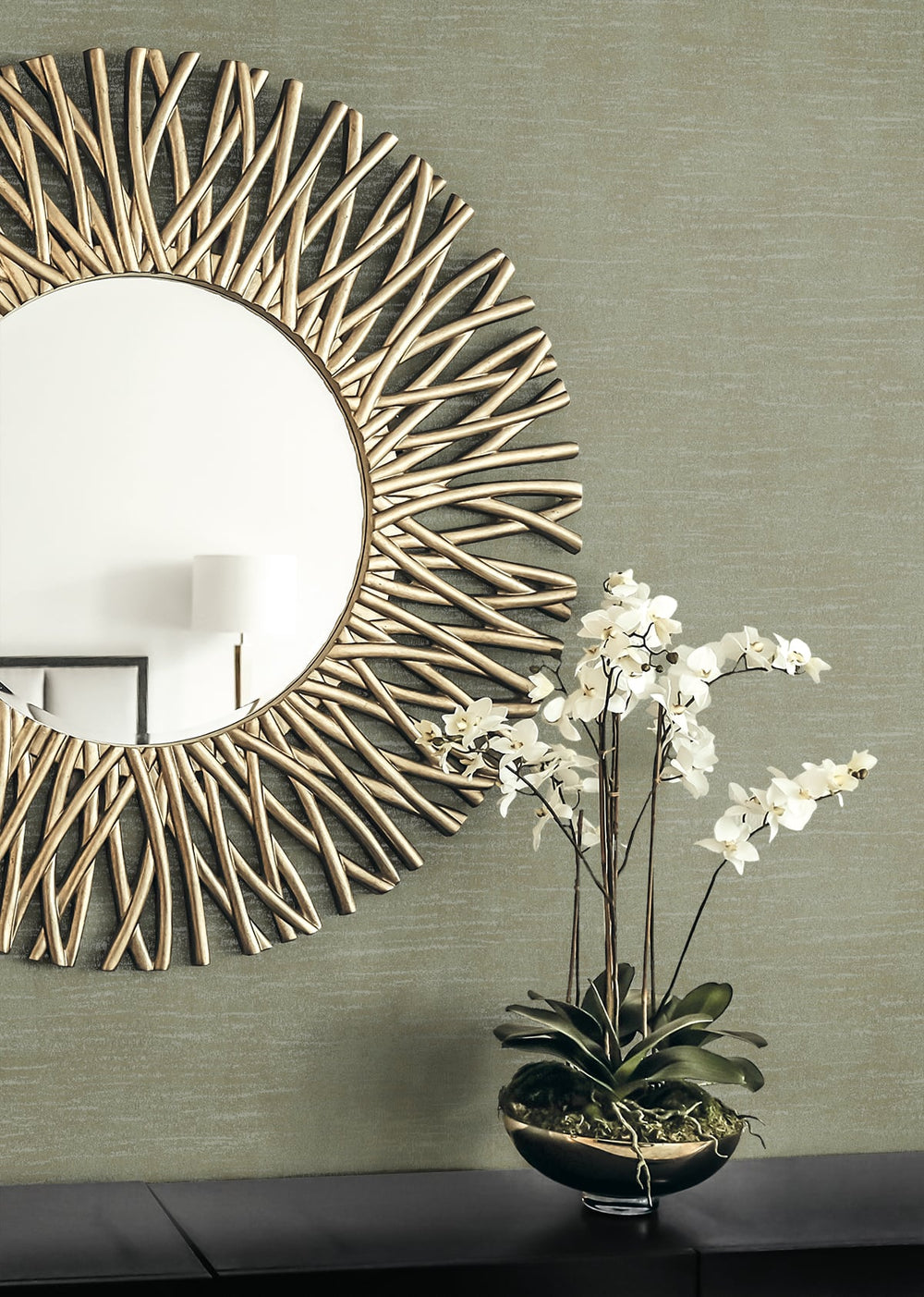 Bark Texture Metallic Olive 2231814 by Etten Gallerie Designer Wallpaper