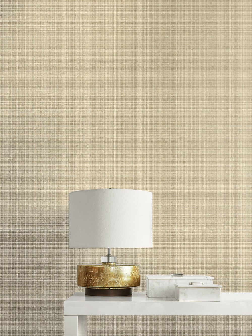Crosshatch Linen Metallic Khaki 2231905 by Etten Gallerie Designer Wallpaper