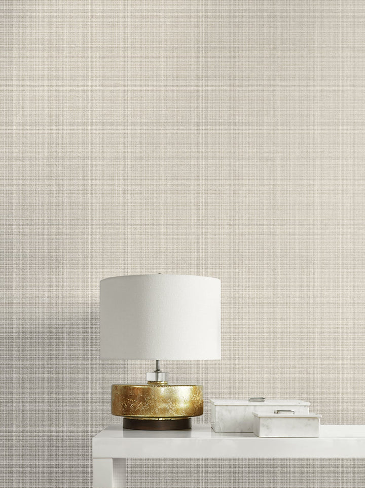 Crosshatch Linen Metallic Greige 2231913 by Etten Gallerie Designer Wallpaper