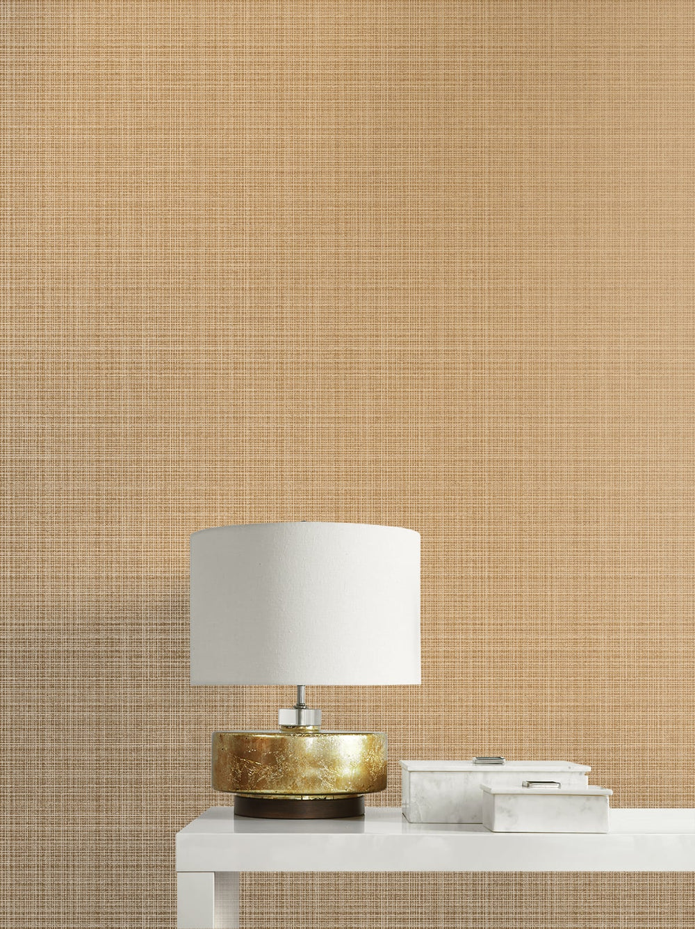 Crosshatch Linen Metallic Antique Brass 2231915 by Etten Gallerie Designer Wallpaper