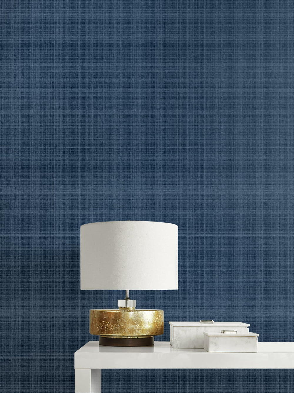 Crosshatch Linen Metallic Storm Blue 2231922 by Etten Gallerie Designer Wallpaper