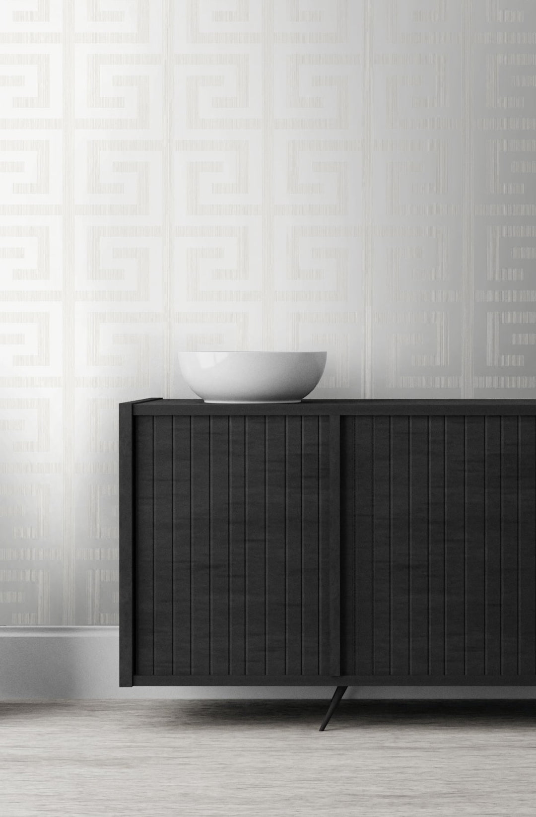 Greek Key Metallic Pearl & Ivory 2232000 by Etten Gallerie Designer Wallpaper