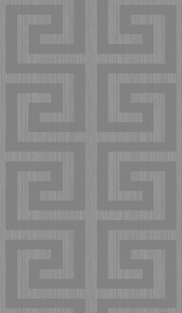 Greek Key Metallic Silver & Earl Gray 2232002 by Etten Gallerie Designer Wallpaper