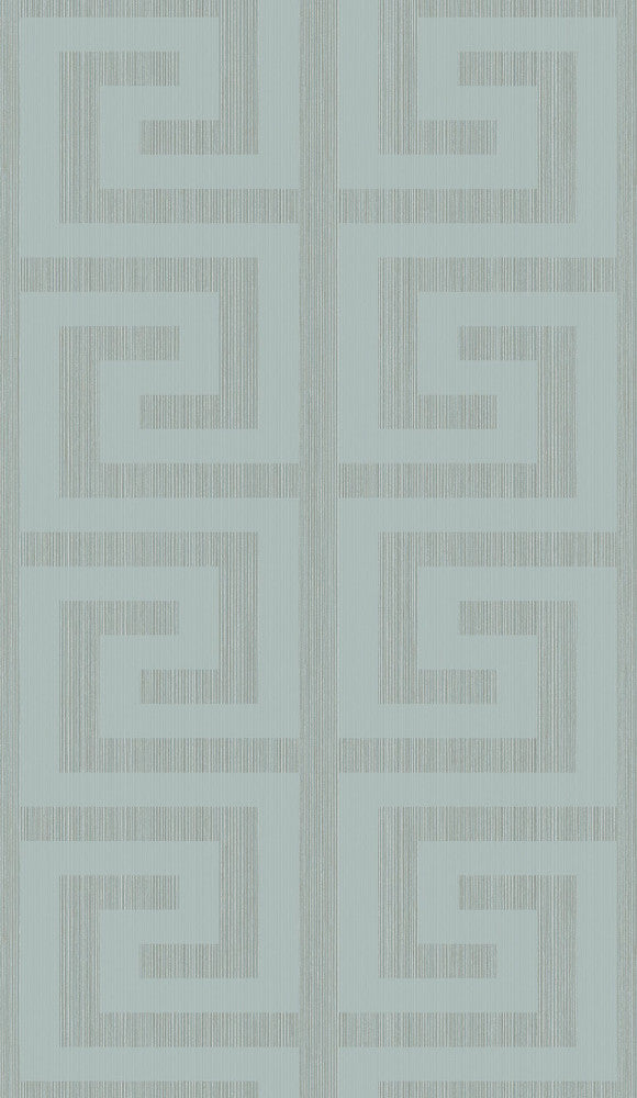 Greek Key Metallic Sea Green 2232004 by Etten Gallerie Designer Wallpaper