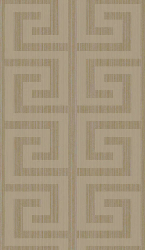 Greek Key Khaki & Metallic Champagne 2232007 by Etten Gallerie Designer Wallpaper