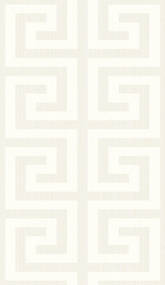 Greek Key Metallic Pearl & Cream 2232013 by Etten Gallerie Designer Wallpaper