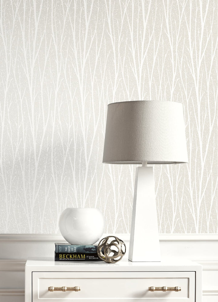Birch Trail Metallic Pearl & Glitter 2232100 by Etten Gallerie Designer Wallpaper