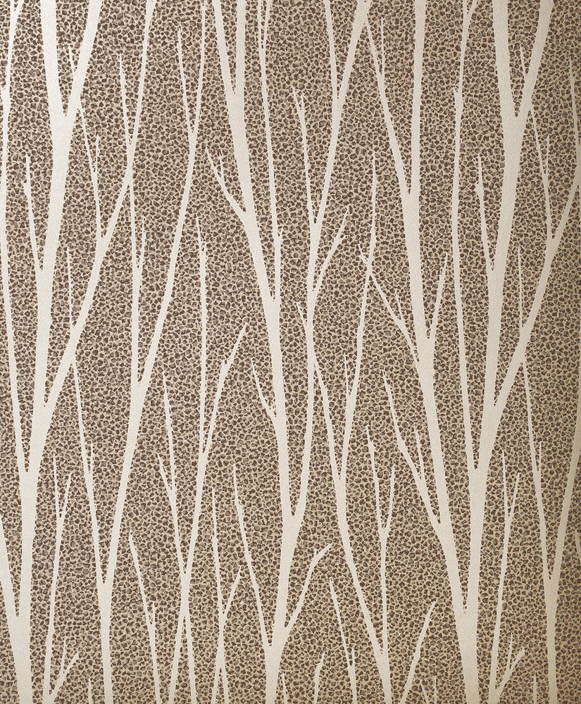 Birch Trail Metallic Champagne & Copper Glitter 2232106 by Etten Gallerie Designer Wallpaper