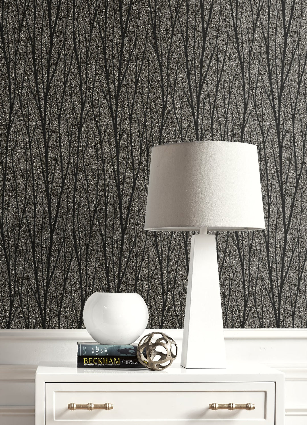 Birch Trail Gunmetal & Charcoal 2232110 by Etten Gallerie Designer Wallpaper