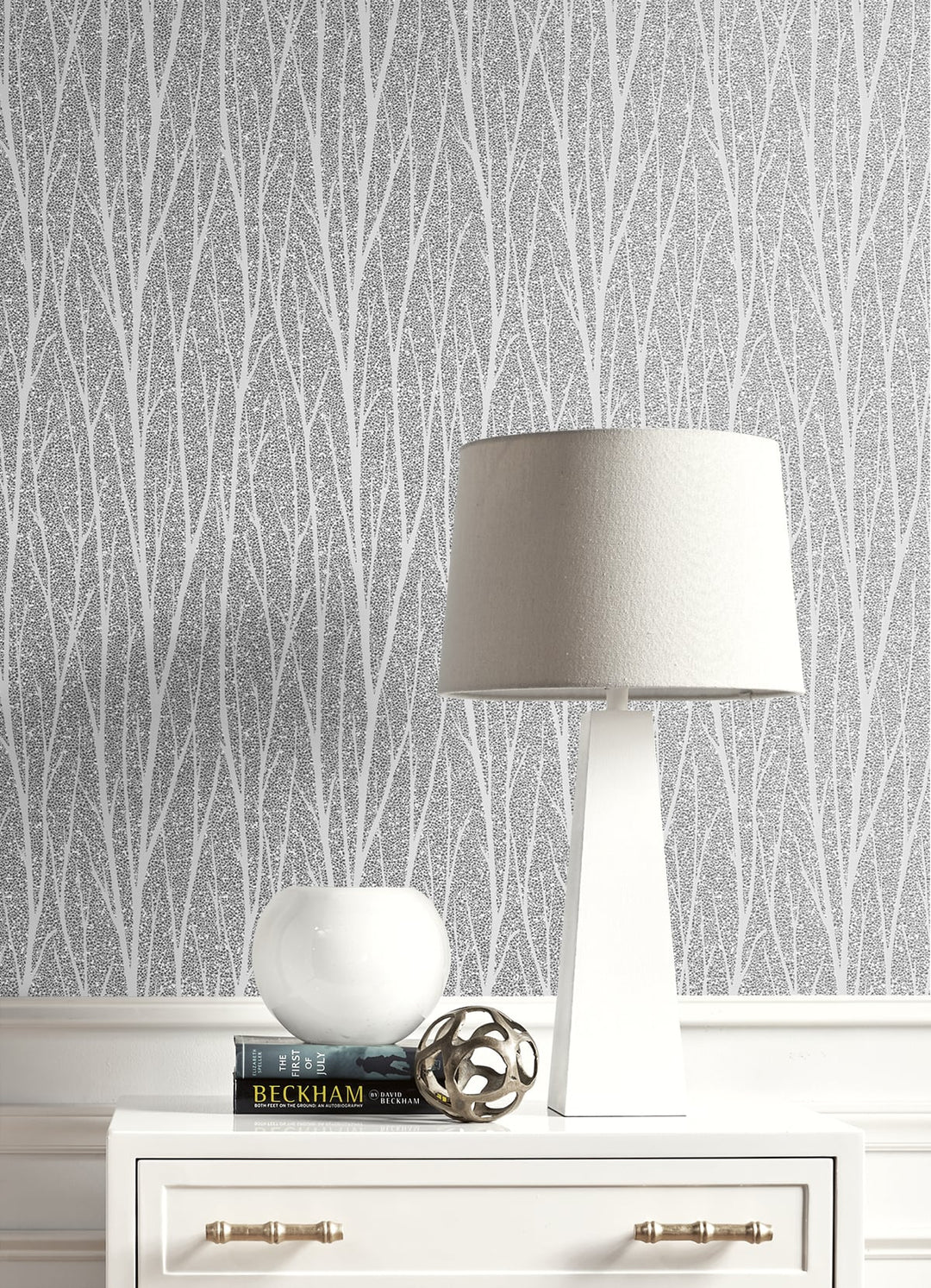 Birch Trail Metallic Silver & Charcoal 2232117 by Etten Gallerie Designer Wallpaper