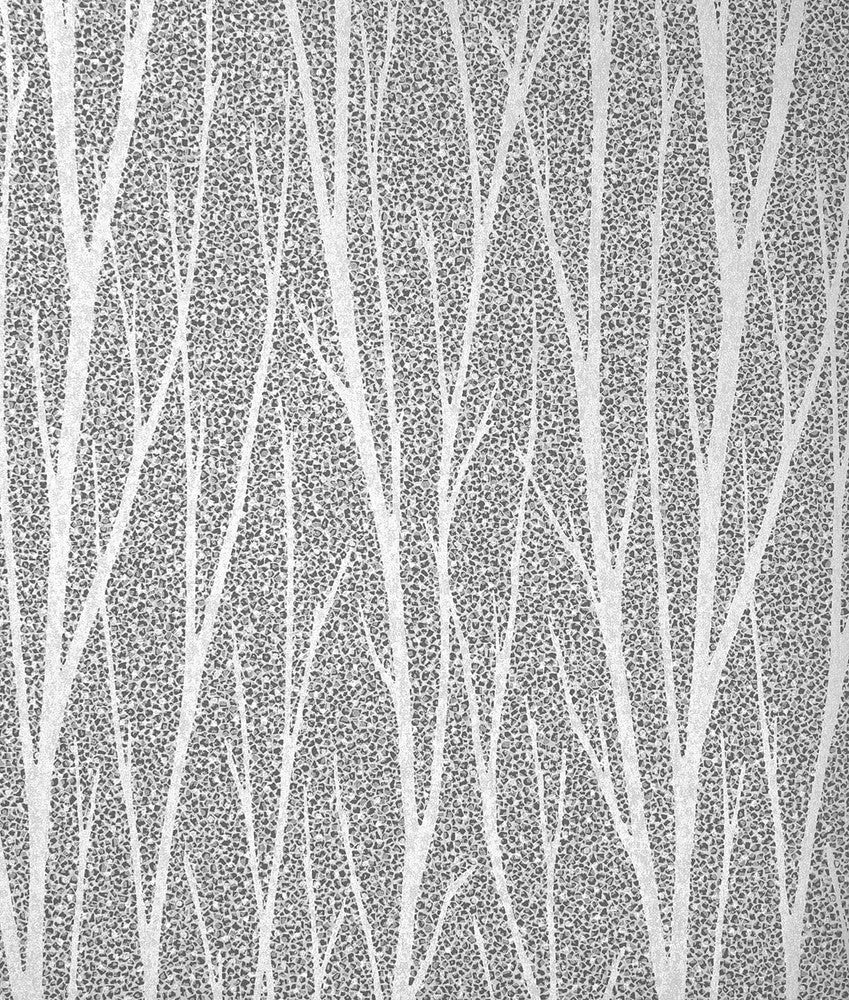 Birch Trail Metallic Silver & Charcoal 2232117 by Etten Gallerie Designer Wallpaper