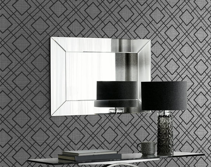 Diamond Lattice Metallic Coal 2232208 by Etten Gallerie Designer Wallpaper