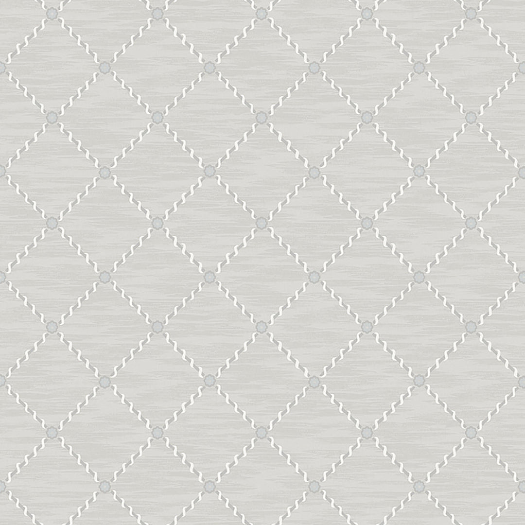 Schumacher Wallcovering Golden Trellis - Grey And Silver
