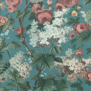 1838 Wallcoverings Wallpaper Floribunda (Wp) # 03 Teal