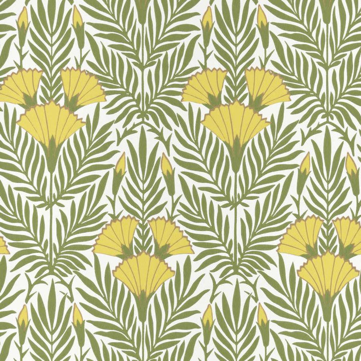 Floral Fanfare (Wp) # 01 Vivid Yellow by 1838 Wallcoverings Designer Wallpaper V&A Decorative Papers STRAIGHT PASTE THE WALL UNITED KINGDOM V-16.5" 20.5"X11YD - Swanky Fabrics -