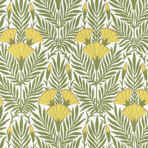 1838 Wallcoverings Wallpaper Floral Fanfare (Wp) # 01 Vivid Yellow