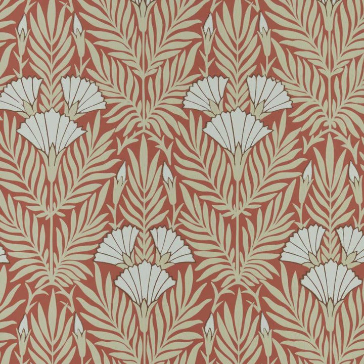 Floral Fanfare (Wp) # 02 Coral by 1838 Wallcoverings Designer Wallpaper V&A Decorative Papers STRAIGHT PASTE THE WALL UNITED KINGDOM V-16.5" 20.5"X11YD - Swanky Fabrics -